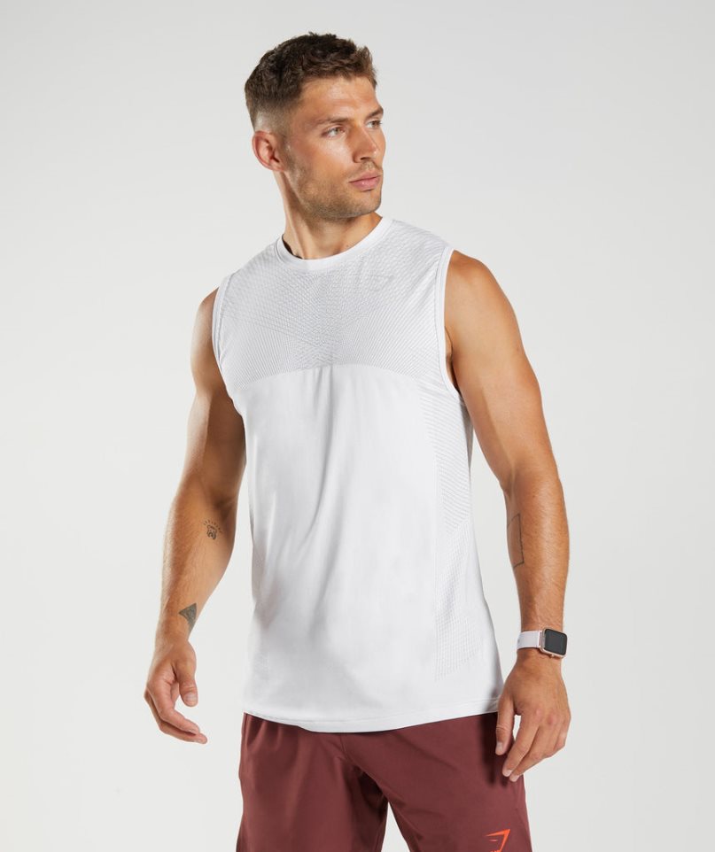 Men\'s Gymshark Apex Seamless Tanks White | NZ 0BIDNC